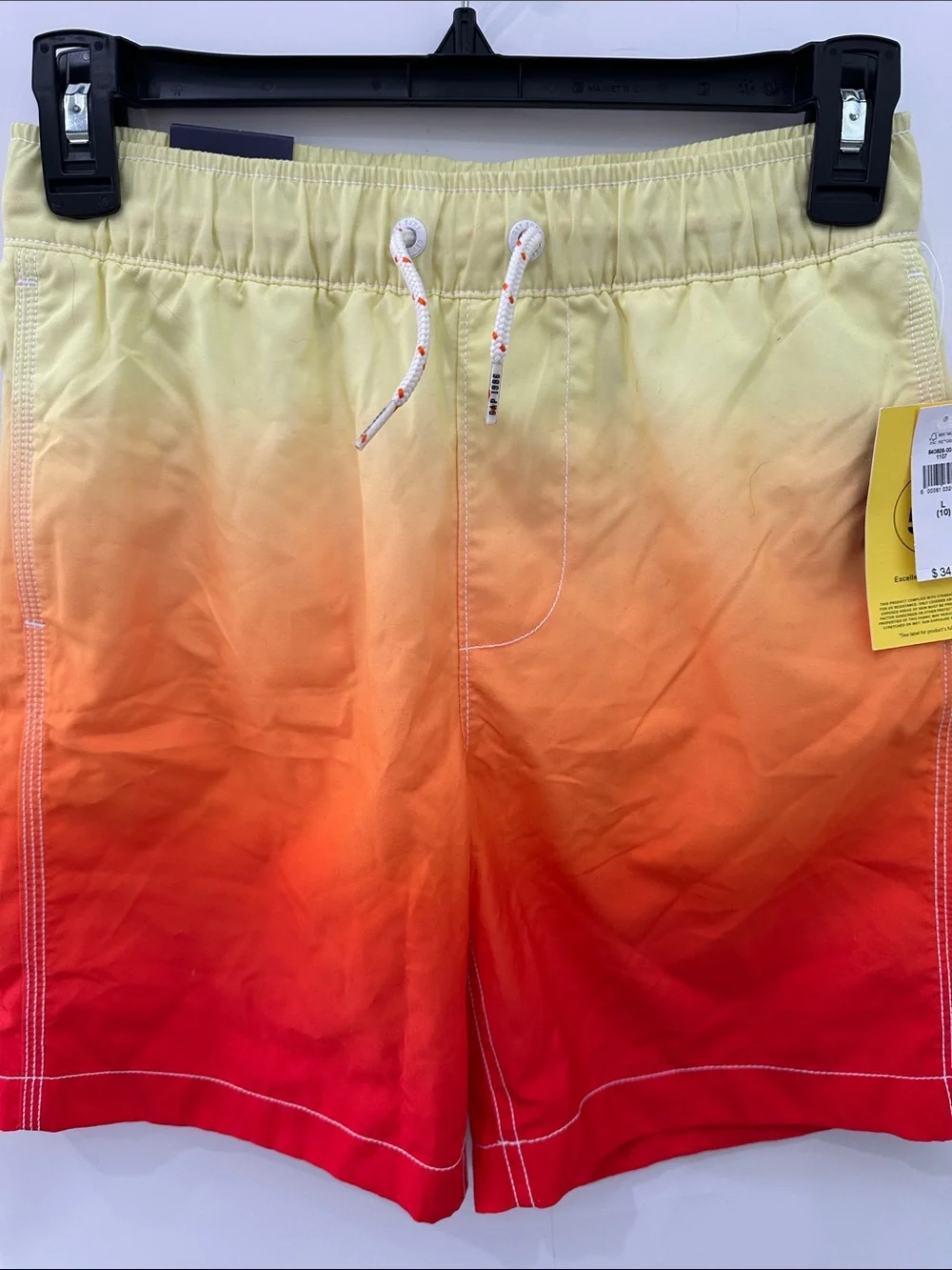 GAP Kids Swim Trunks 6” NEW Dip Dye Ombré Yellow Orange Boys Size 10